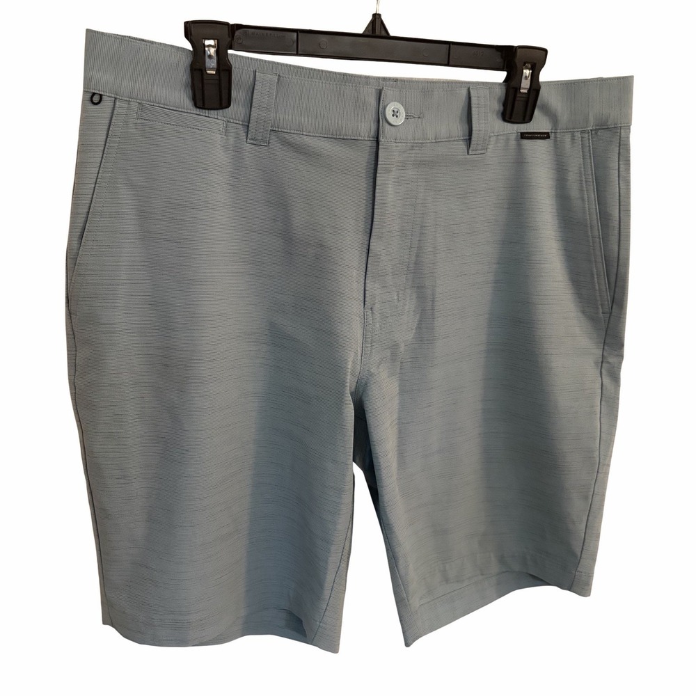 Travis Mathew Men's Light Blue Chino Shorts Polyester Button Pockets Flat Front - Picture 1 of 3